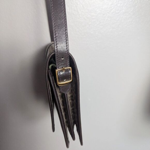 Vintage Mark Cross Signature Print Leather Brown Flap Shoulder Crossbody Bag - Picture 4 of 9